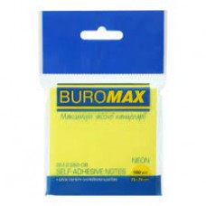 Блок для нотаток Buromax NEON, жовтий, 75х75мм, 100арк ВМ2382-08	